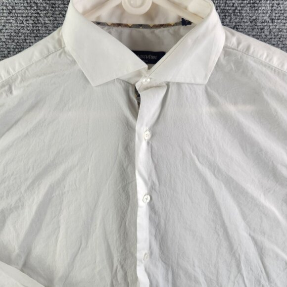 Aquascutum London Men 16.5 Long Sleeve White Button Up Shirt 100% Cotton Adult - Picture 1 of 16